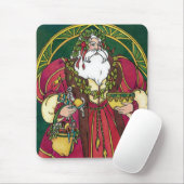 ビンテージクリスマス、ホリーリーフのサンタクロース マウスパッド (マウス)