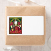 ビンテージクリスマス、ホリーリーフのサンタクロース ラベル (インサイチュ)