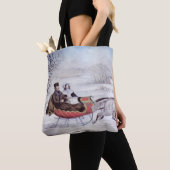 ビンテージクリスマス、ロードウィンター、スレイホース トートバッグ (クローズアップ)