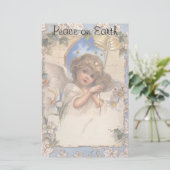 ビンテージクリスマス、ヴィクトリアンエンジェル ゴールドベル付き 便箋 (スタンド正面)