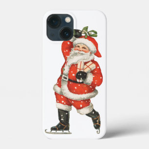 ビンテージクリスマス ヴィクトリアンサンタクロース アイススケーター iPhone 13 MINIケース