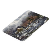 ビンテージクリスマス、冬の初めの氷上のスケーターズ マグネット (左側)