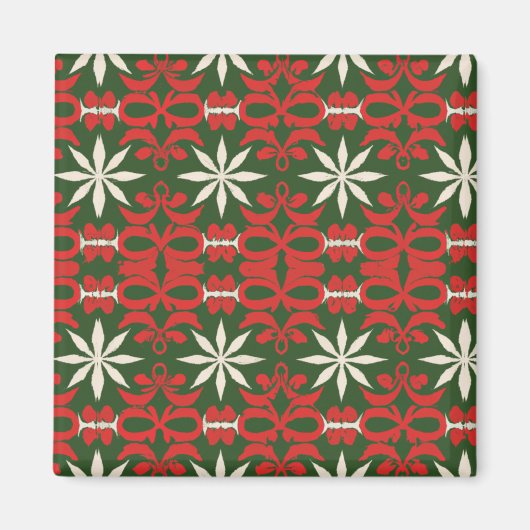 ビンテージクリスマス/冬パターン(の模様が)ある マグネット (正面)