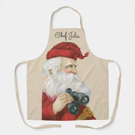 ビンテージクリスマス、双眼鏡とサンタクロース エプロン (正面)