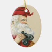 ビンテージクリスマス、双眼鏡とサンタクロース セラミックオーナメント (裏面)