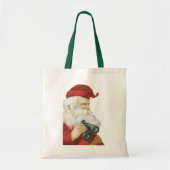 ビンテージクリスマス、双眼鏡とサンタクロース トートバッグ (正面)
