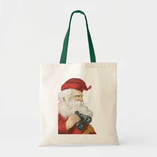 ビンテージクリスマス、双眼鏡とサンタクロース トートバッグ (正面)
