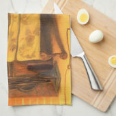 ビンテージクリスマス 子供たち サンタクロースを待つ キッチンタオル (四つ折り)