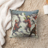 ビンテージクリスマス 子供の雪玉遊び クッション (ブランケット)