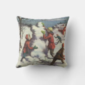 ビンテージクリスマス 子供の雪玉遊び クッション (裏面)