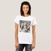ビンテージクリスマス 子供の雪玉遊び Tシャツ (正面フル)