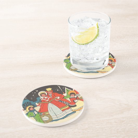 ビンテージクリスマス 家族で歌うクリスマスソング コースター (側面)