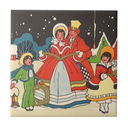 ビンテージクリスマス 家族で歌うクリスマスソング タイル (正面)