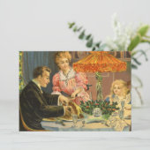 ビンテージクリスマス 家族の食事への招待 招待状 (スタンド正面)