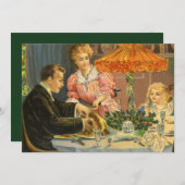 ビンテージクリスマス 家族の食事への招待 招待状 (正面/裏面)