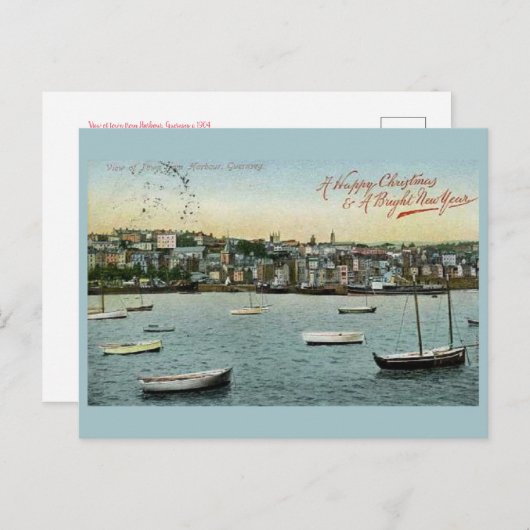 ビンテージクリスマス&新年はがきガーンジー ポストカード (正面/裏面)