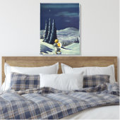 ビンテージクリスマス、星を持つスノーエンジェル キャンバスプリント (インサイチュ (寝室))