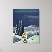 ビンテージクリスマス、星を持つスノーエンジェル キャンバスプリント (正面)