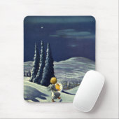 ビンテージクリスマス、星を持つスノーエンジェル マウスパッド (マウス)