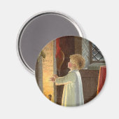 ビンテージクリスマス、暖炉で体を温める子供 マグネット (正面/裏面)