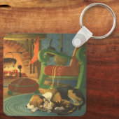 ビンテージクリスマス　暖炉で眠る動物たち キーホルダー (裏面)