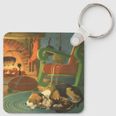 ビンテージクリスマス 暖炉で眠る動物たち キーホルダー (裏面)