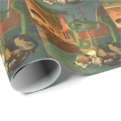 ビンテージクリスマス　暖炉で眠る動物たち ラッピングペーパー (ロールコーナー)