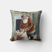 ビンテージクリスマス、暖炉のそばの聖ニコラス クッション (正面)