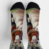 ビンテージクリスマス、暖炉のそばの聖ニコラス ソックス (上部)