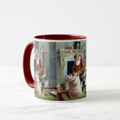 ビンテージクリスマス、暖炉のそばの聖ニコラス マグカップ (正面左)