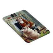 ビンテージクリスマス、暖炉のそばの聖ニコラス マグネット (右側)