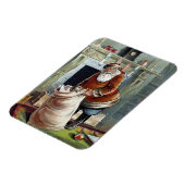 ビンテージクリスマス、暖炉のそばの聖ニコラス マグネット (左側)