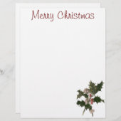 ビンテージクリスマス、緑のホリー植物と果実 (正面/裏面)