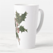 ビンテージクリスマス、緑のホリー植物と果実 カフェラテマグ (右アングル)