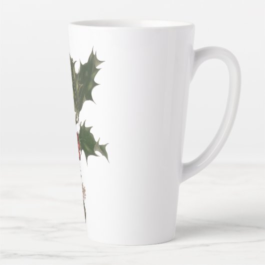 ビンテージクリスマス、緑のホリー植物と果実 カフェラテマグ (右)