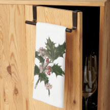 ビンテージクリスマス、緑のホリー植物と果実