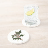 ビンテージクリスマス、緑のホリー植物と果実 コースター (側面)