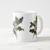 ビンテージクリスマス、緑のホリー植物と果実 ジャンボコーヒーマグカップ (正面右)