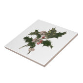 ビンテージクリスマス、緑のホリー植物と果実 タイル (側面)