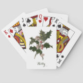 ビンテージクリスマス、緑のホリー植物と果実 トランプ (裏面)