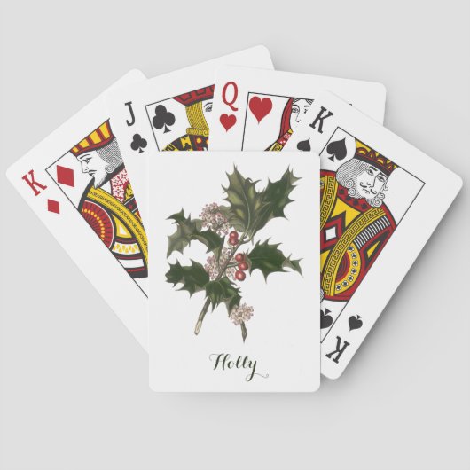 ビンテージクリスマス、緑のホリー植物と果実 トランプ (裏面)