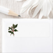 ビンテージクリスマス、緑のホリー植物と果実 ラベル (インサイチュ)