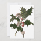 ビンテージクリスマス、緑のホリー植物と果実 招待状 (正面)