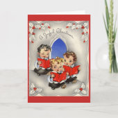 ビンテージクリスマス – 聖歌隊の子供たち シーズンカード (正面)