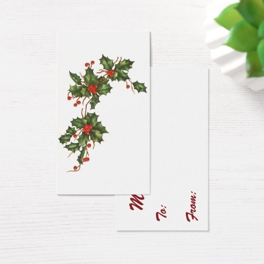 ビンテージクリスマス、赤い果実のホリー植物 (デスク)