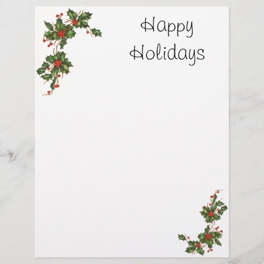 ビンテージクリスマス、赤い果実のホリー植物 (正面)