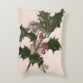 ビンテージクリスマス、赤い果実のホリー植物 アクセントクッション (裏面(縦))