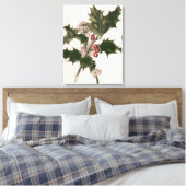 ビンテージクリスマス、赤い果実のホリー植物 キャンバスプリント (インサイチュ (寝室))