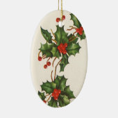 ビンテージクリスマス、赤い果実のホリー植物 セラミックオーナメント (右)