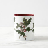 ビンテージクリスマス、赤い果実のホリー植物 マグカップ (中央)